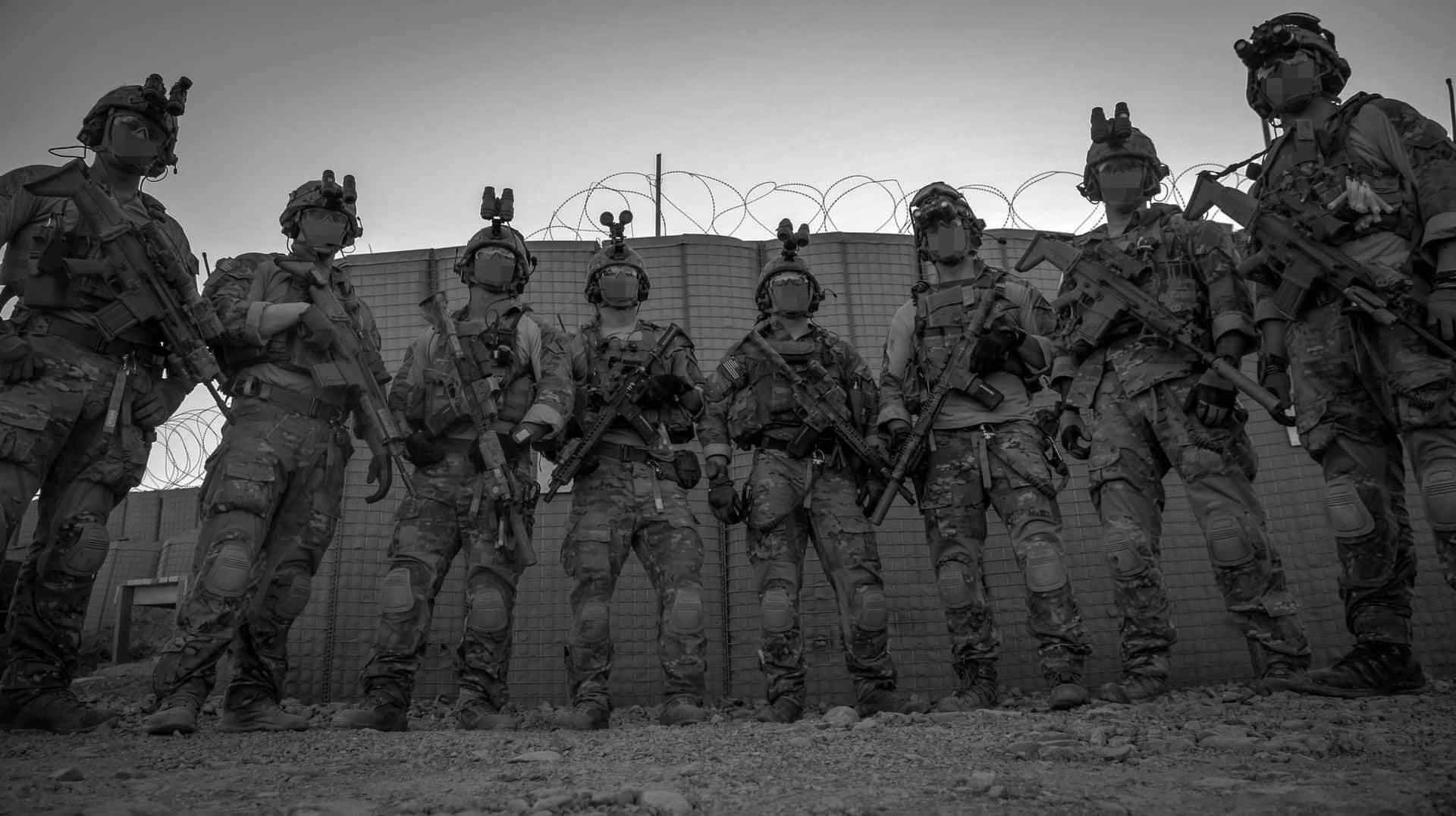 Greyscale Group Of Military Desktop Background
