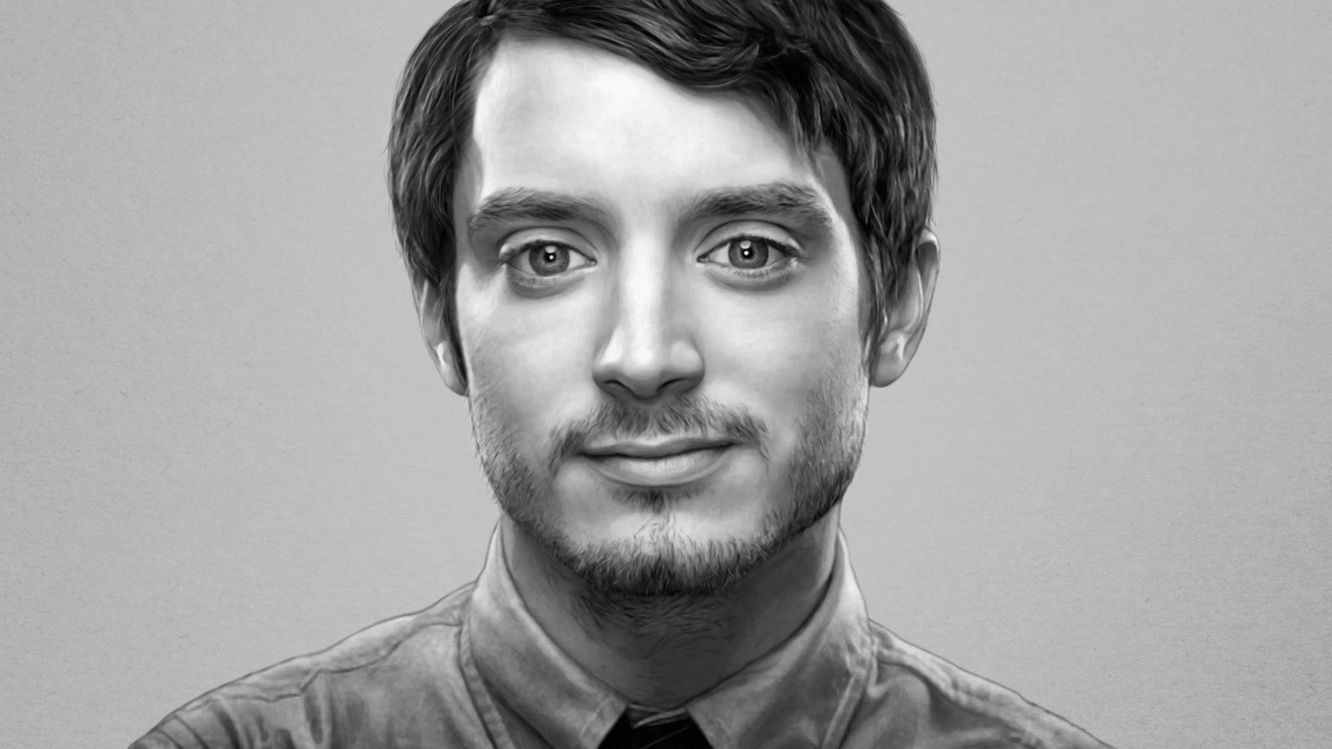 Greyscale Hollywood Star Elijah Wood Background