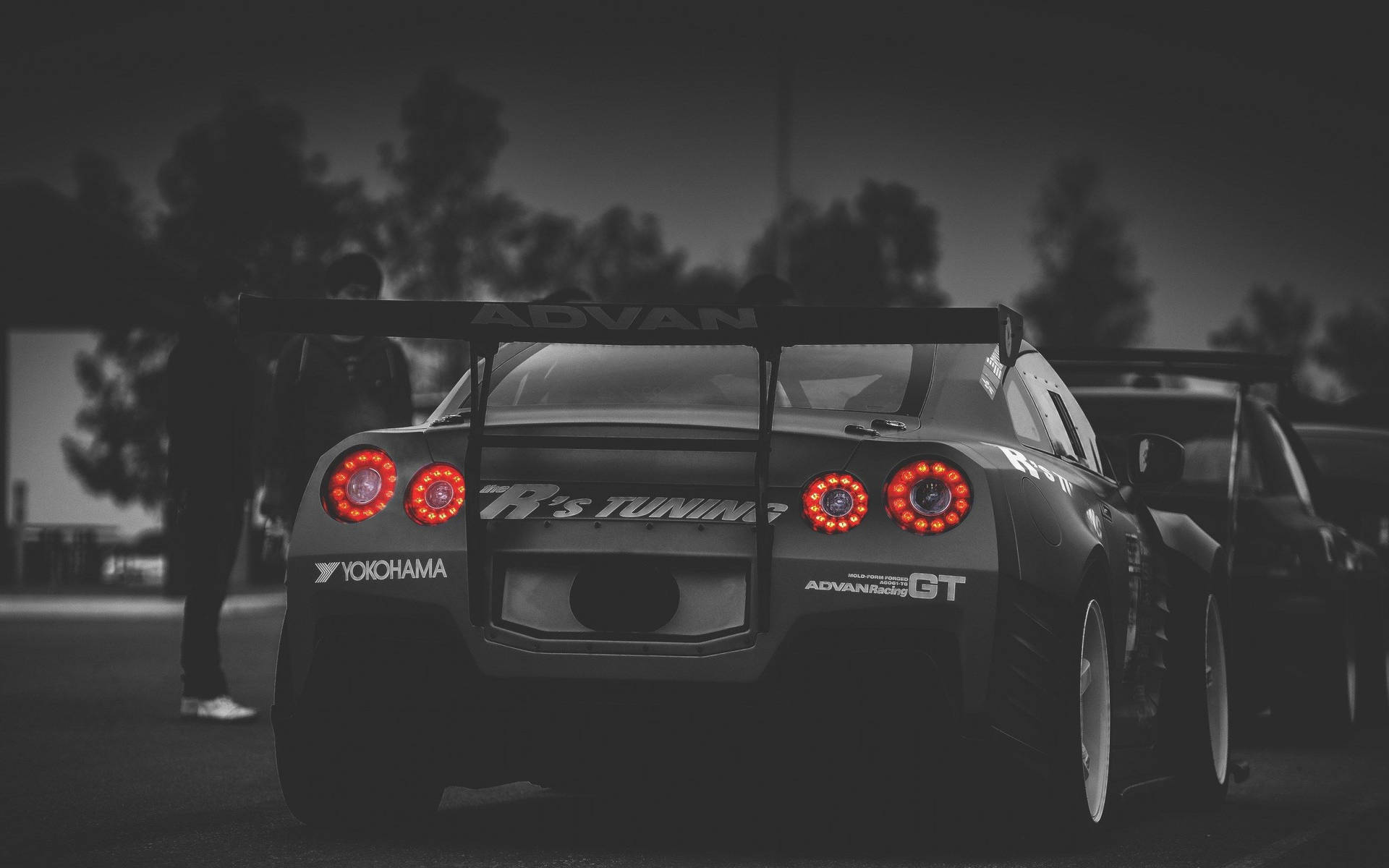 Greyscale Nissan Gtr Sports Car Background