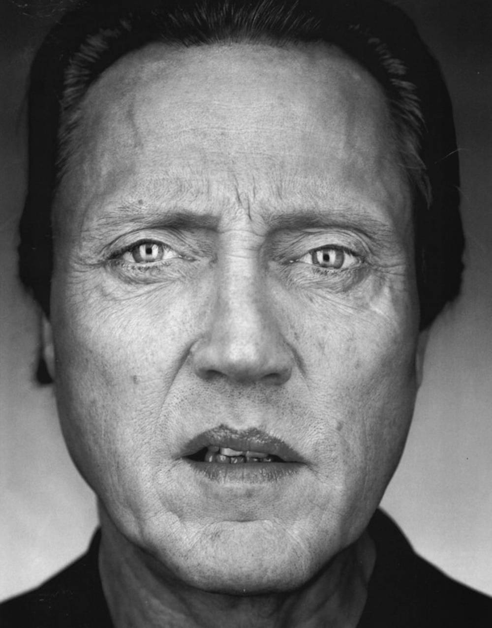 Greyscale Portrait Of Christopher Walken Background