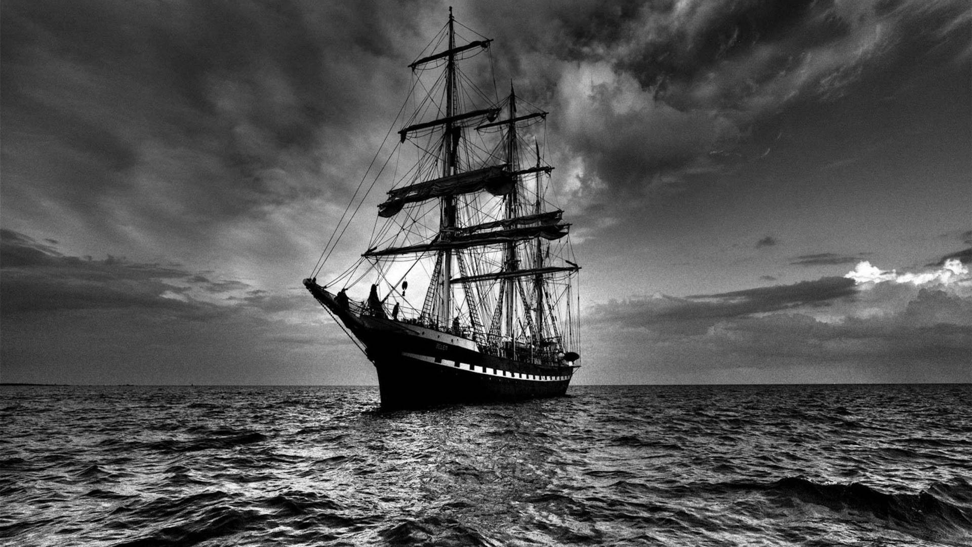 Greyscale Ship Photography Background