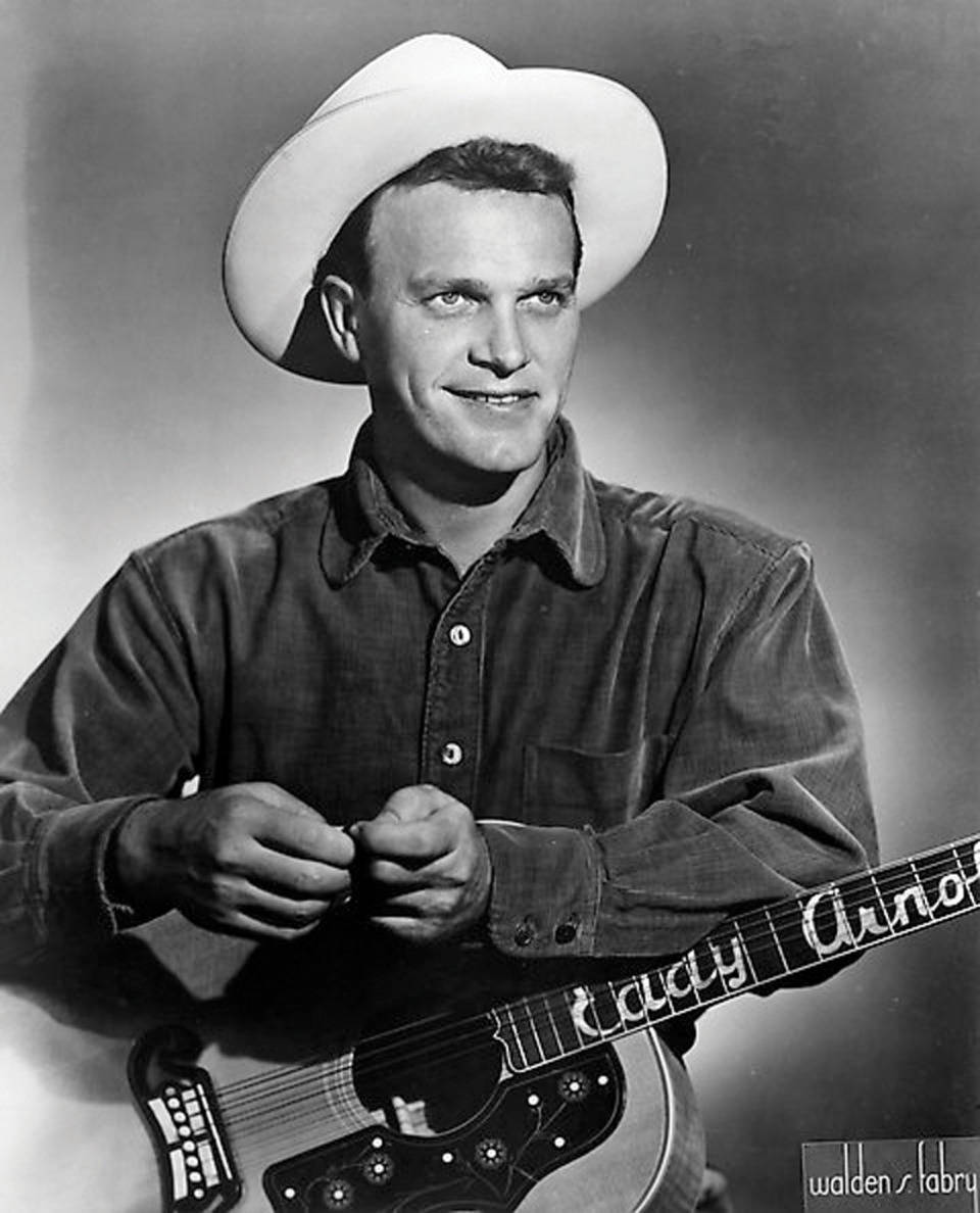 Greyscale Us Country Singer Eddy Arnold With Hat Background