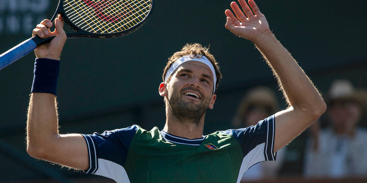 Grigor Dimitrov Raising Arms Up Background