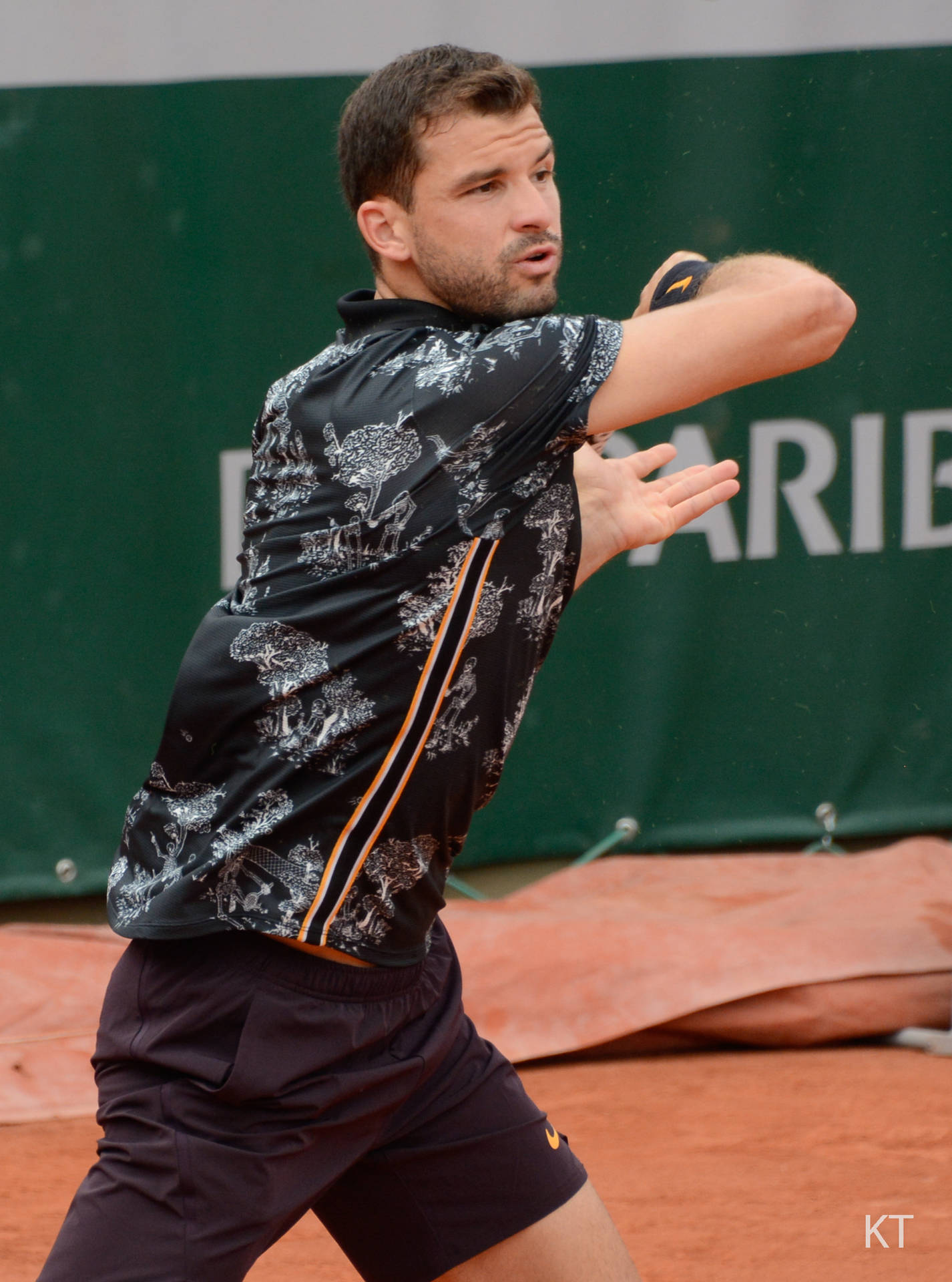 Grigor Dimitrov Wearing Printed Tennis Shirt Background