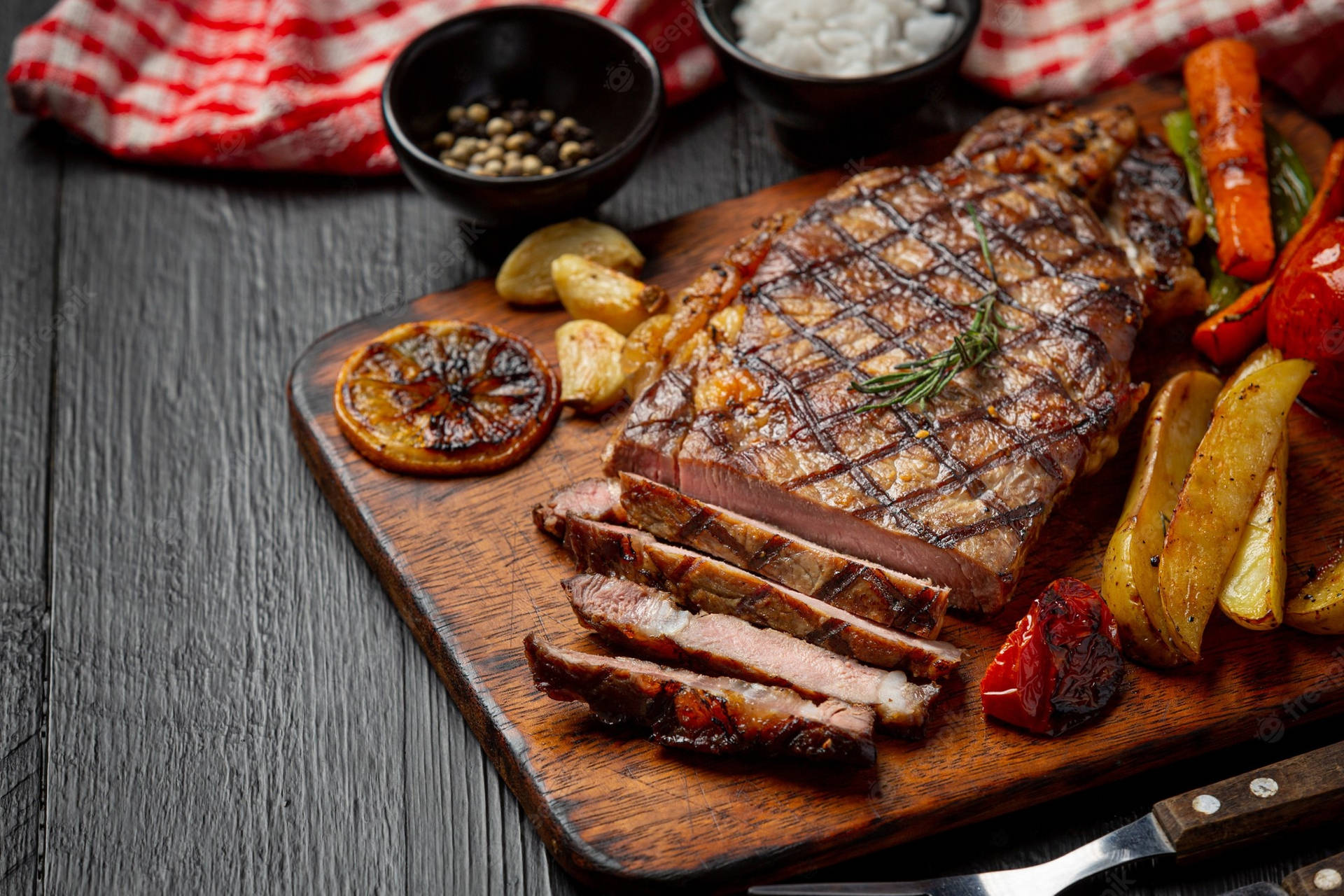 Grilled Churrasco With Potatoes Background