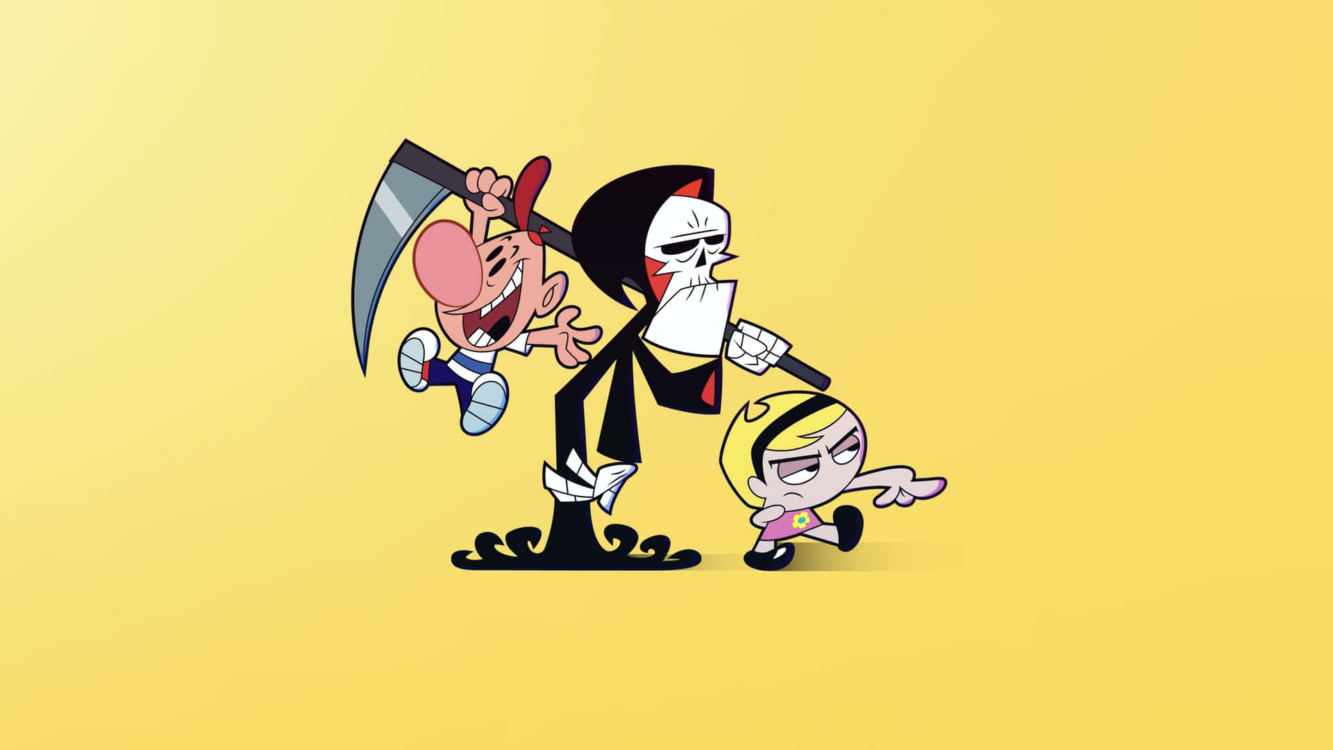 Grim, Billy, And Mandy In A Hauntingly Hilarious Moment Background