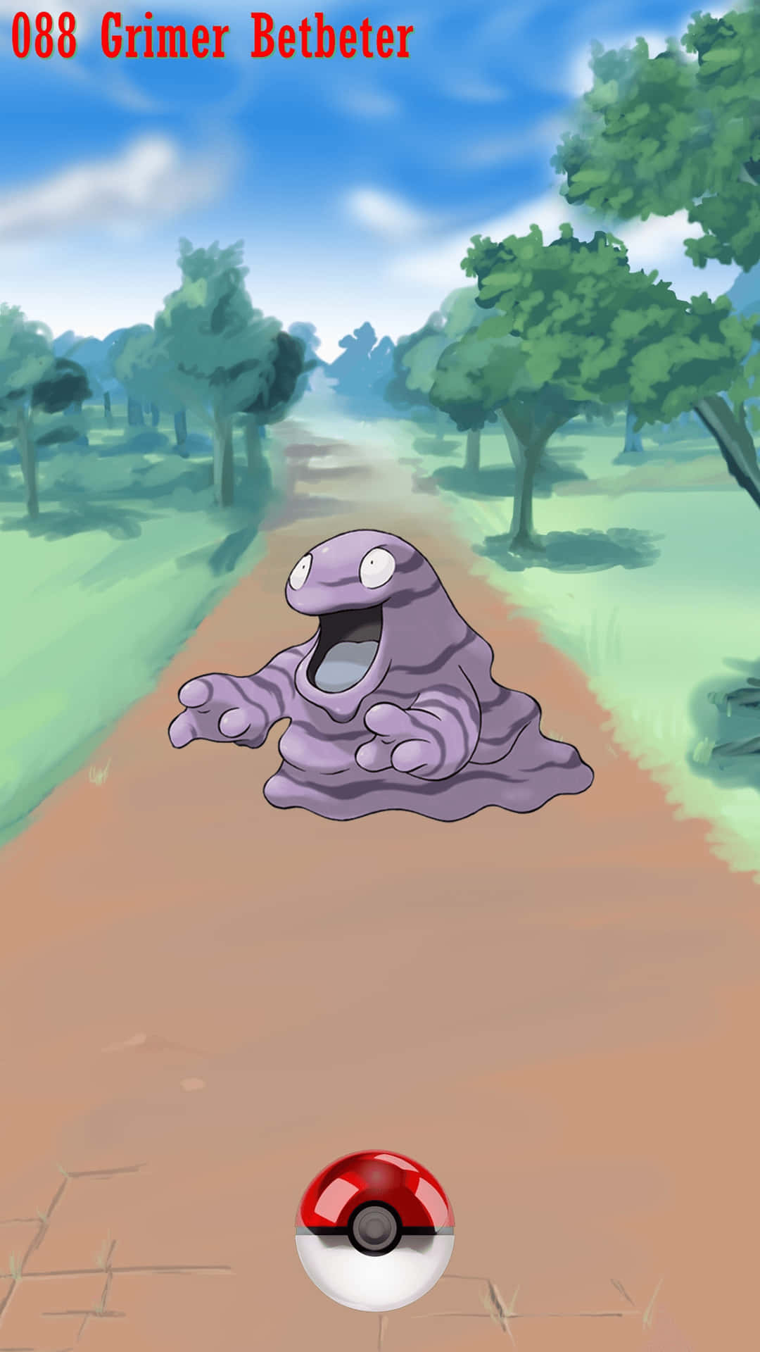 Grimer On The Road With A Pokeball Background