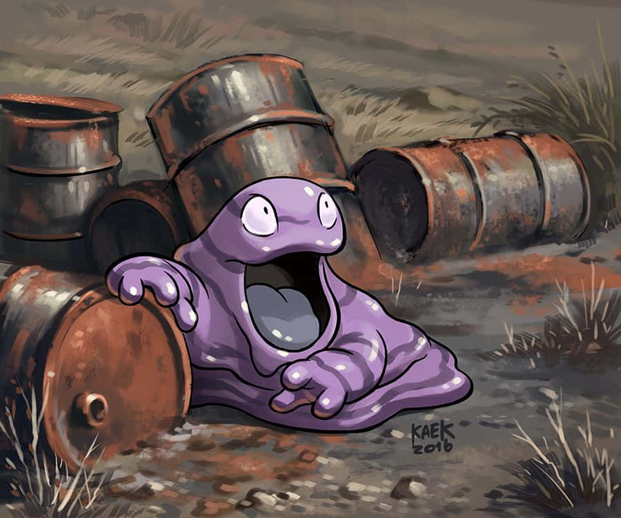 Grimer Surrounded By Trash Barrels