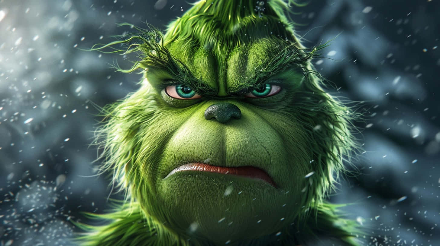 Grinch Face Snowy Backdrop Background