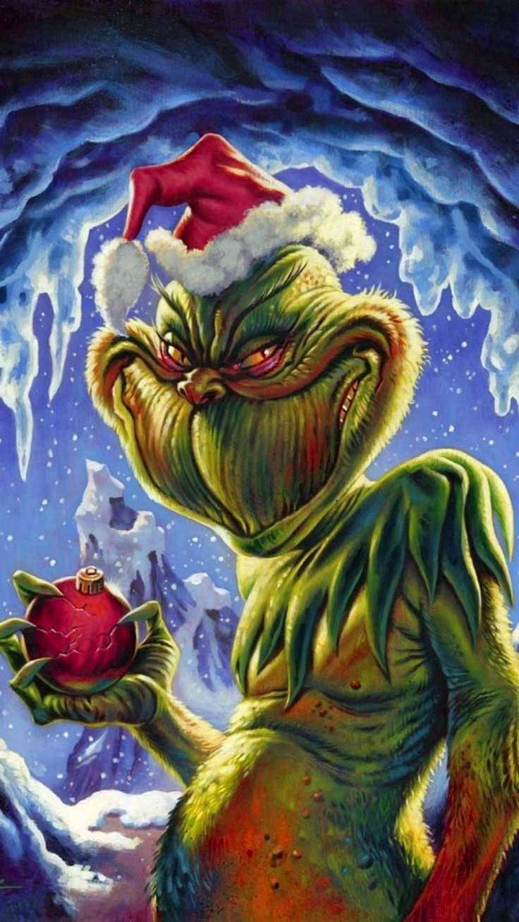 Grinch With Christmas Ball Background