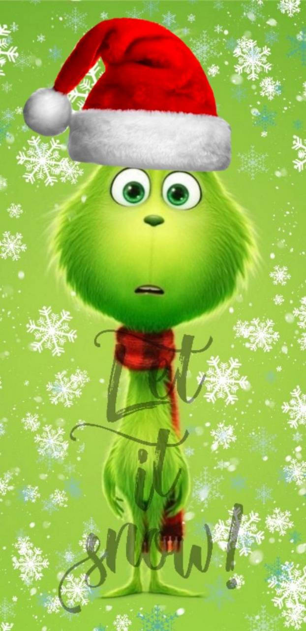 Grinch With Snowflakes Background