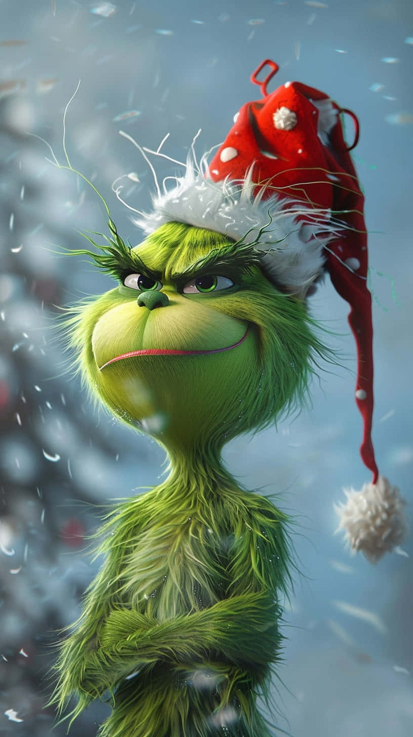 Grinchin Santa Hat Background