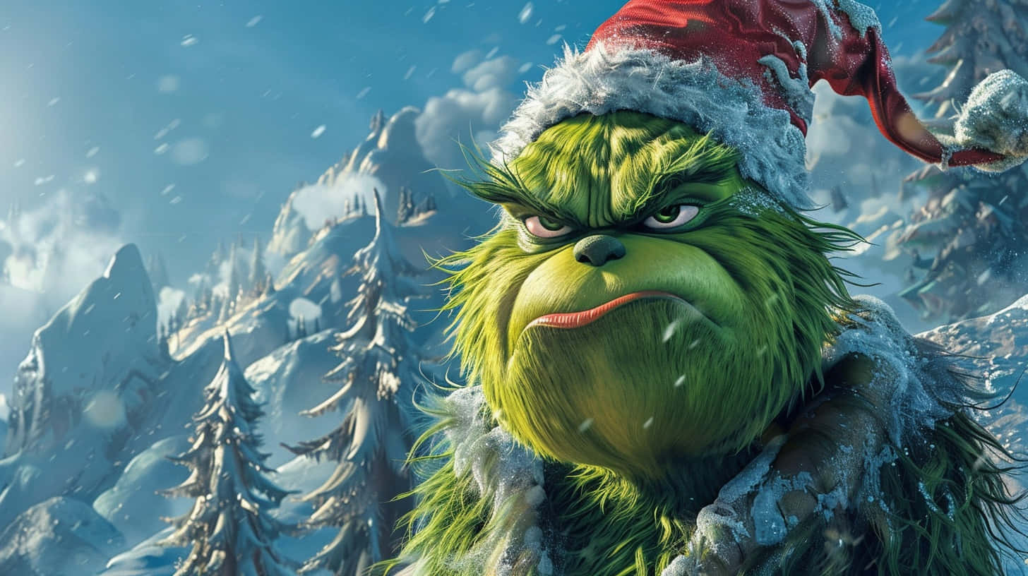 Grinchin Snowy Mountain Backdrop Background
