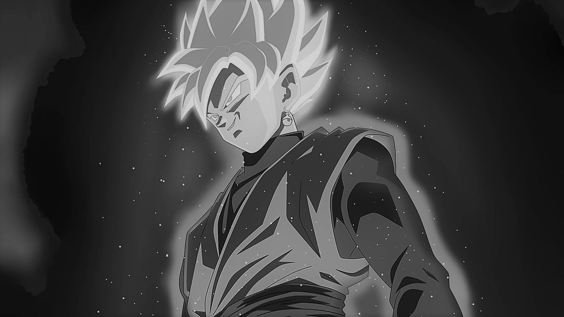 Grinning Goku Black And White Background