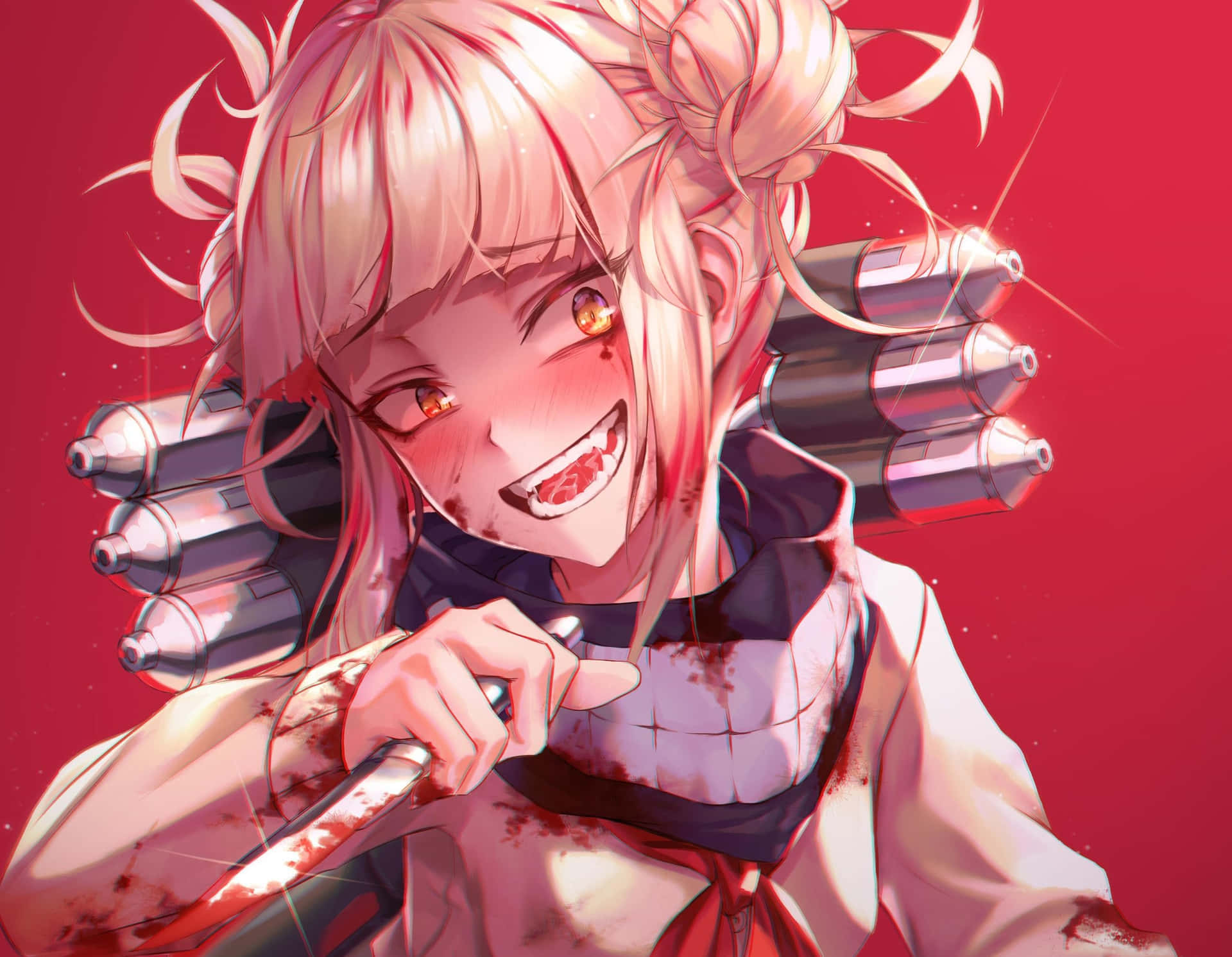 Grinning Himiko Toga Aesthetic With A Knife Background