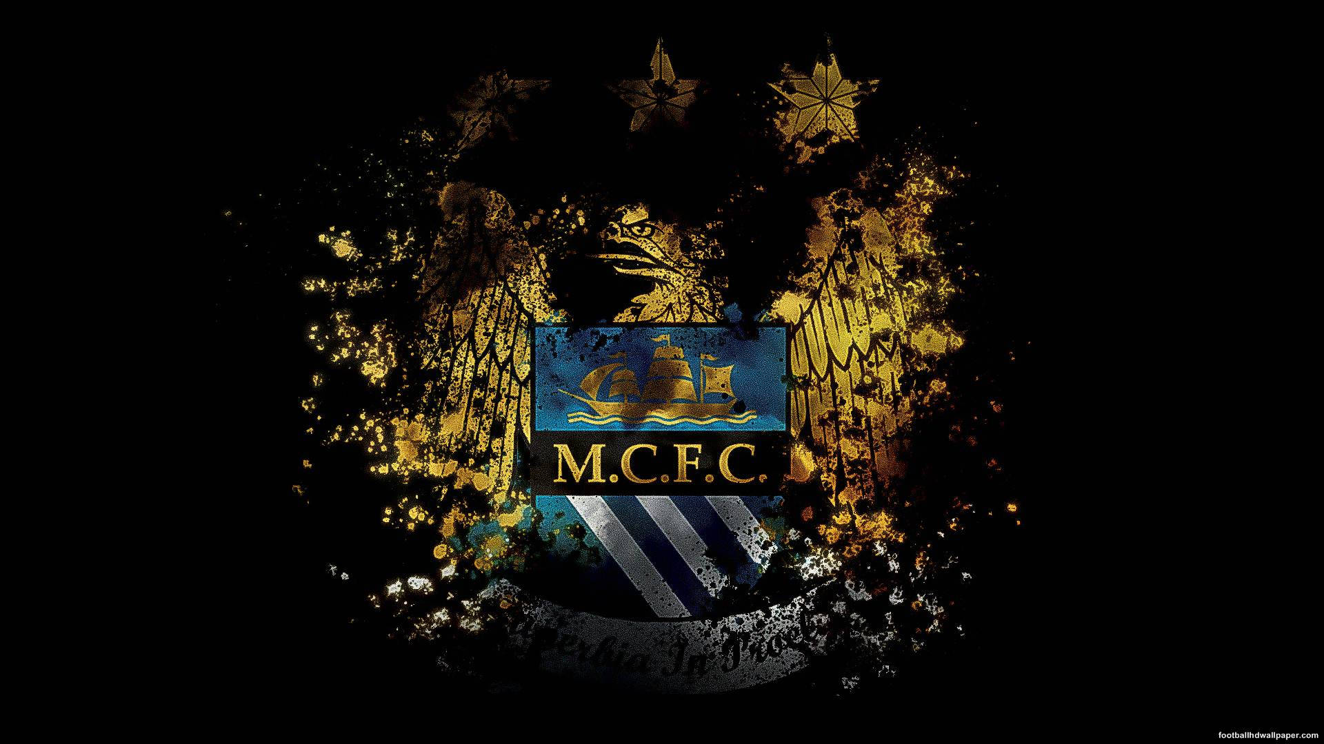 Gritty Black And Gold Manchester City Fc Logo