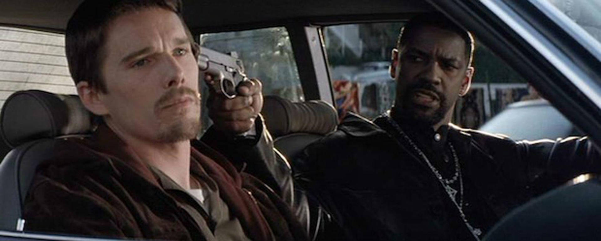 Gritty Stakes In Law Enforcement - Ethan Hawke And Denzel Washington In Training Day Background