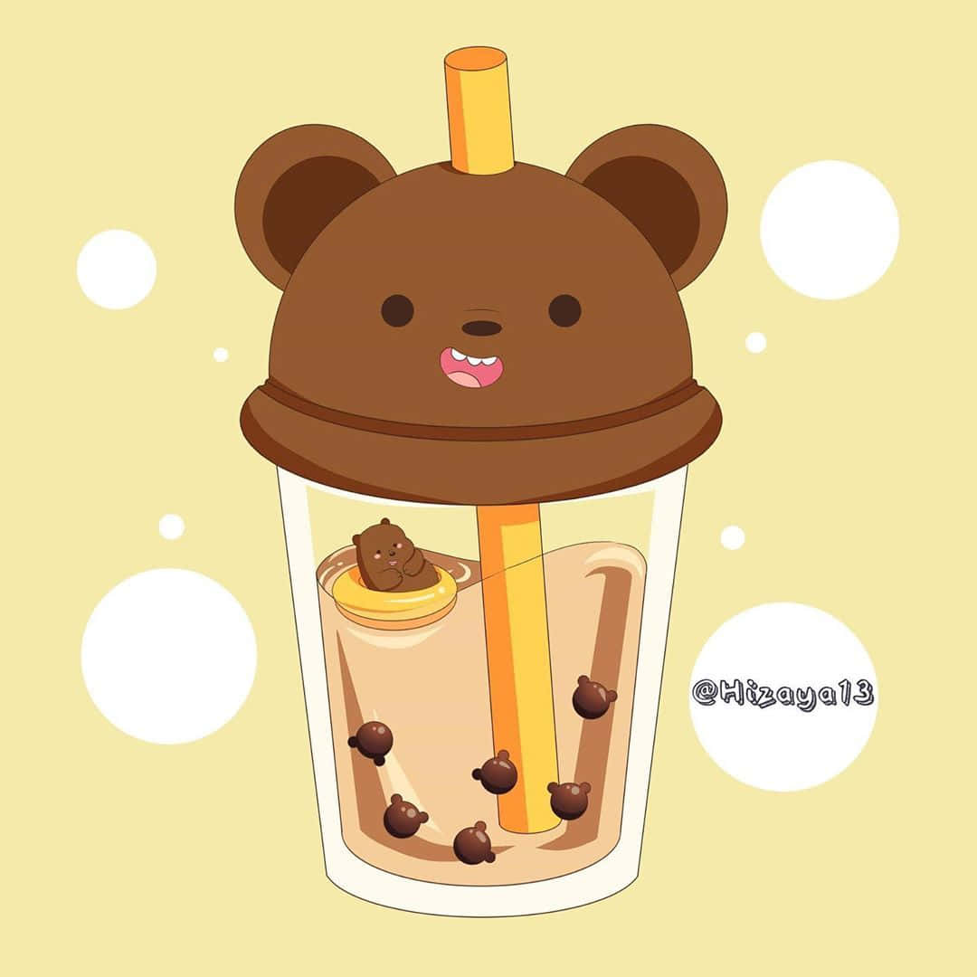 Grizzly Bear Theme Cute Boba Background
