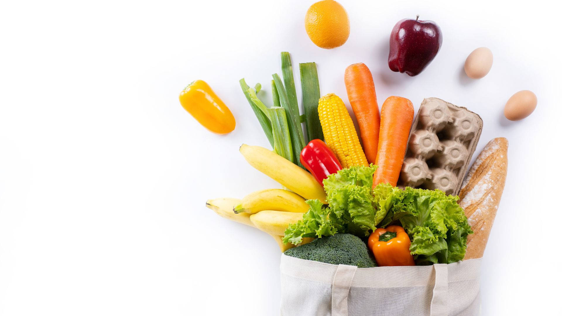 Grocery Items White Bag