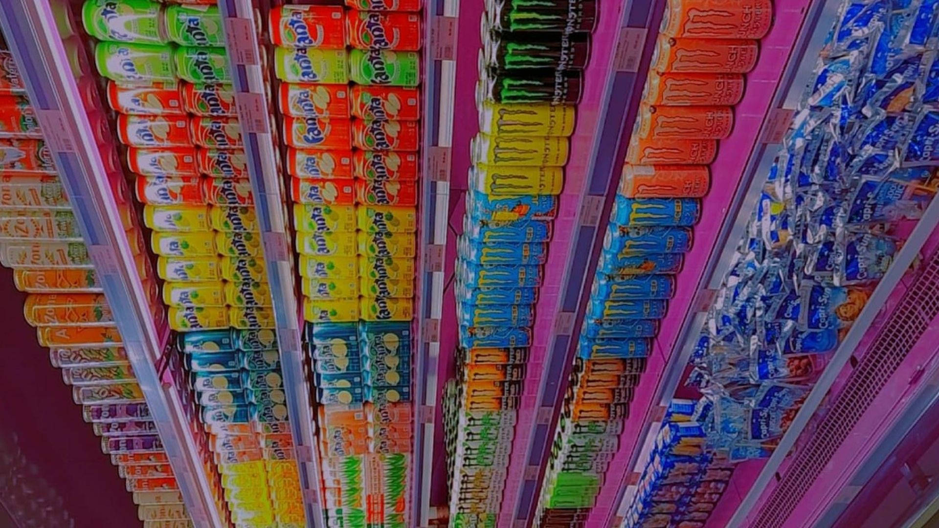 Grocery Store Colorful Sodas Background