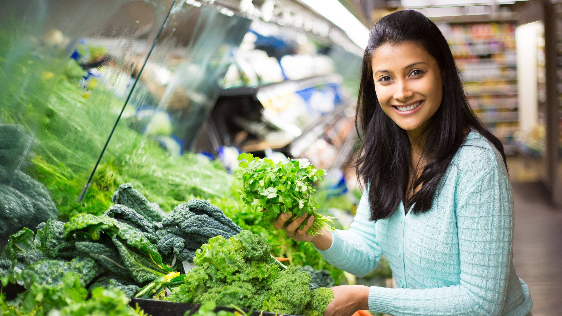 Grocery Store Smiling Girl