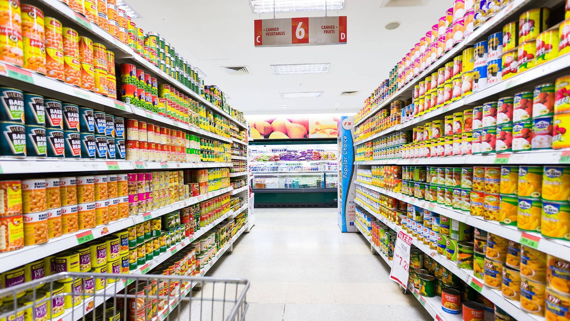 Grocery Store With Canned Goods Background