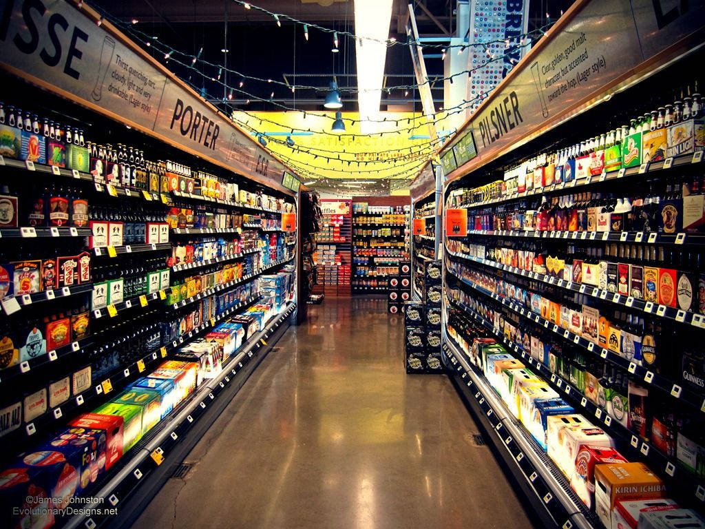 Grocery Store With Fairy Lights Background