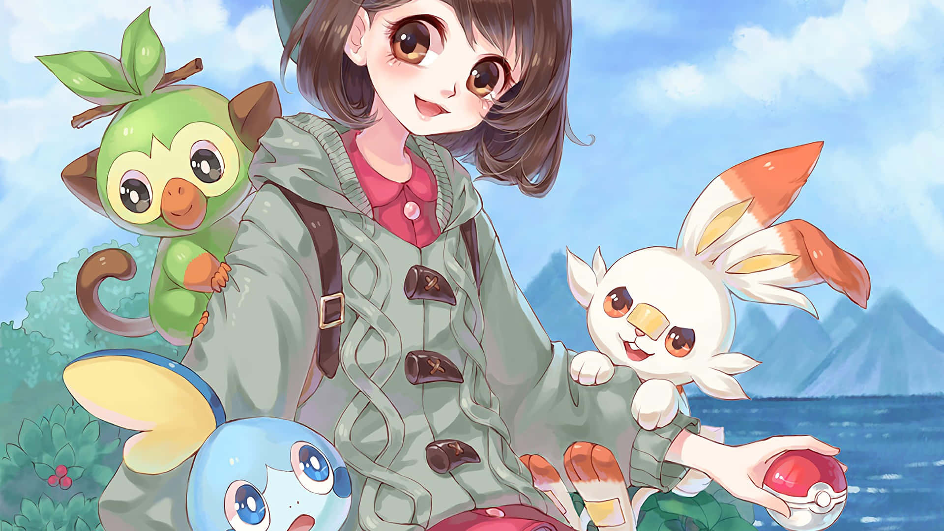 Grookey Playing In The Wild Background