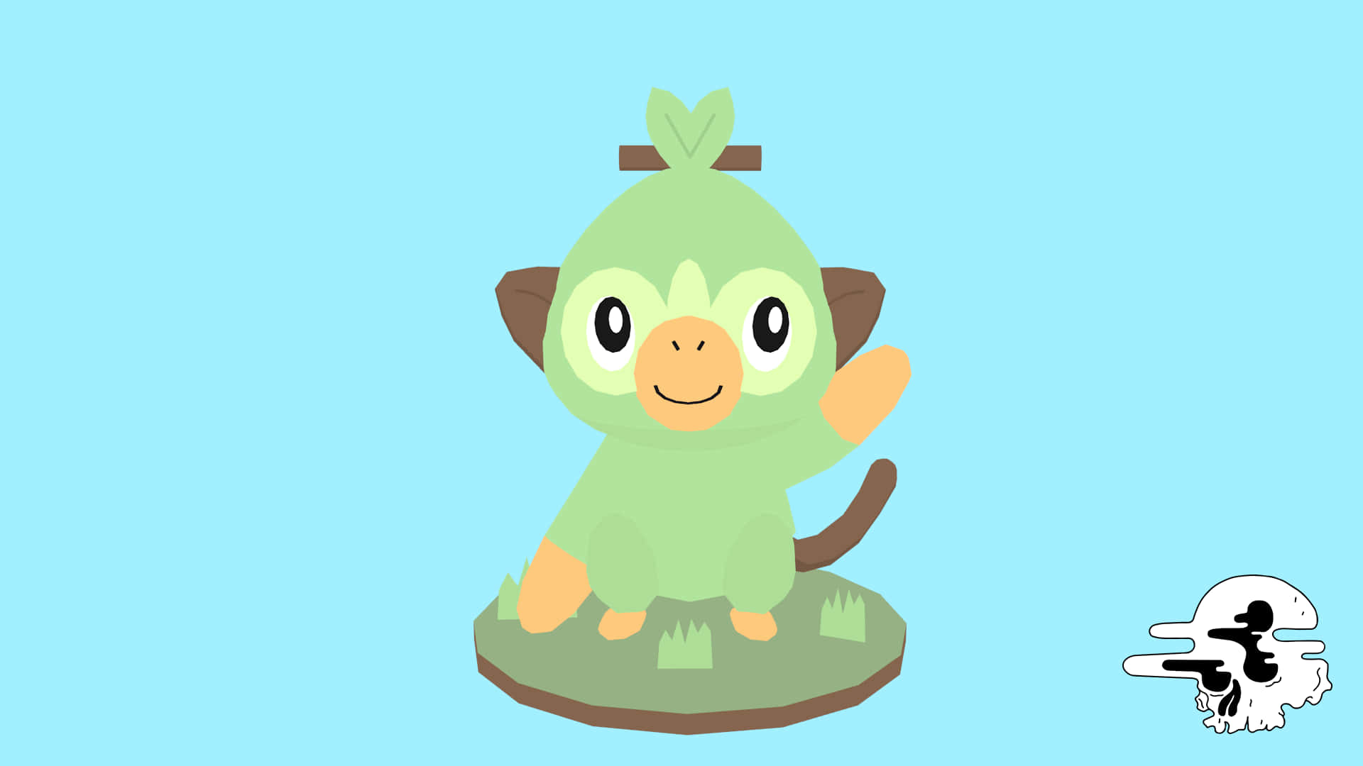 Grookey Pokemon Cute Illustration Background