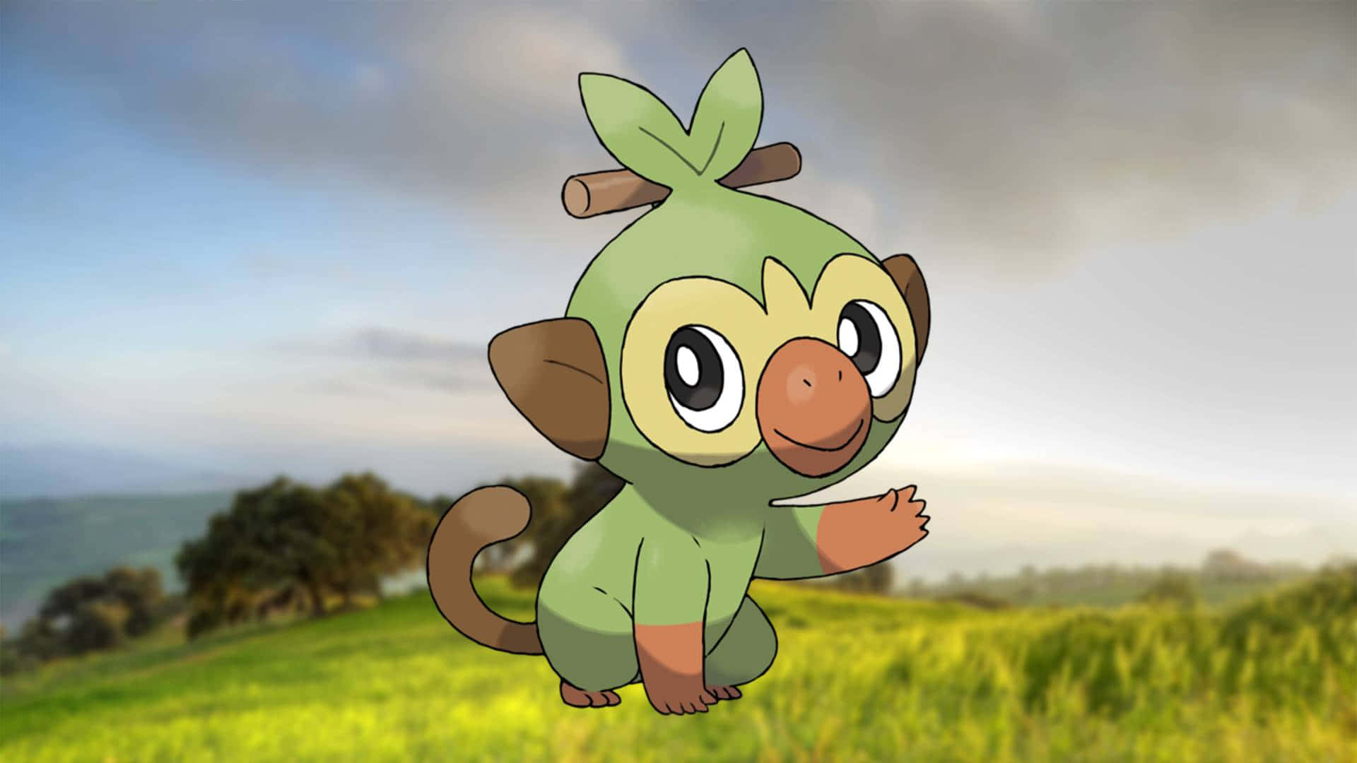 Grookey Pokemonin Nature Background