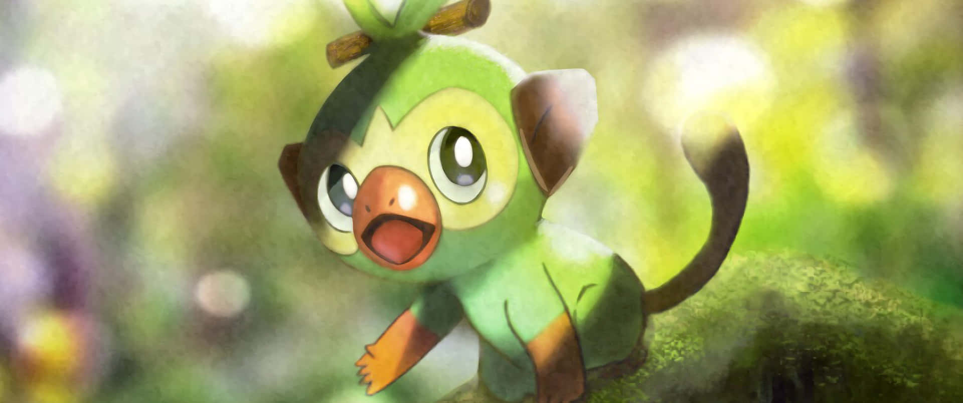Grookey Pokemonin Nature Background