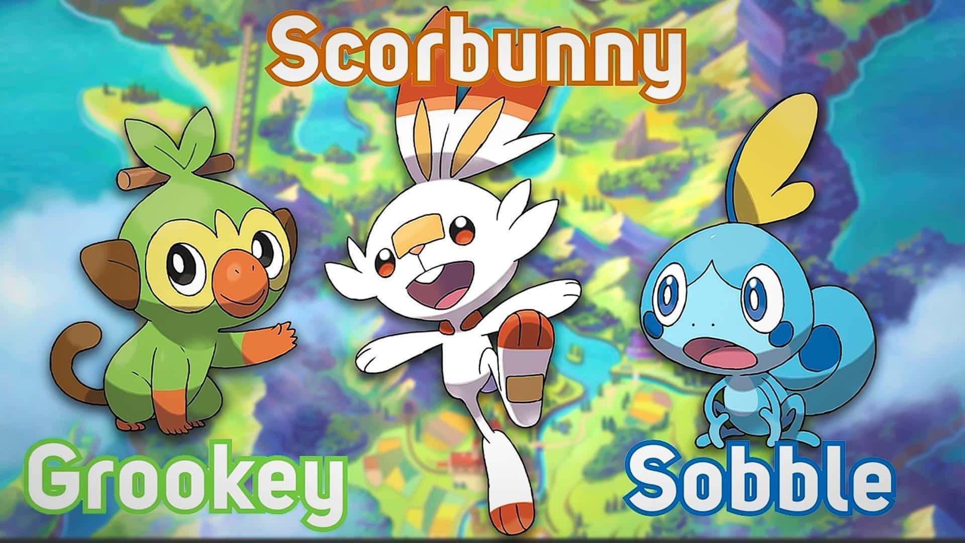 Grookey, The Mischievous Grass-type Pokemon, On A Vibrant Background Background