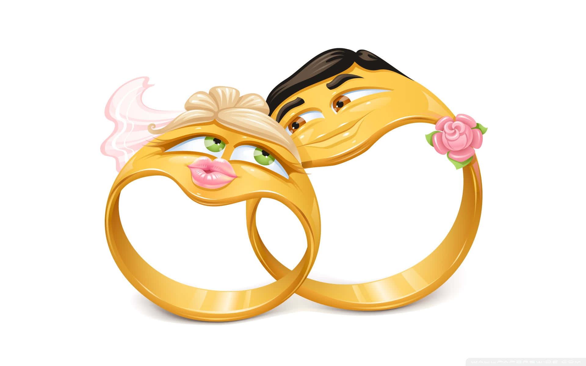 Groom And Bride Wedding Ring Graphic Cartoon Art