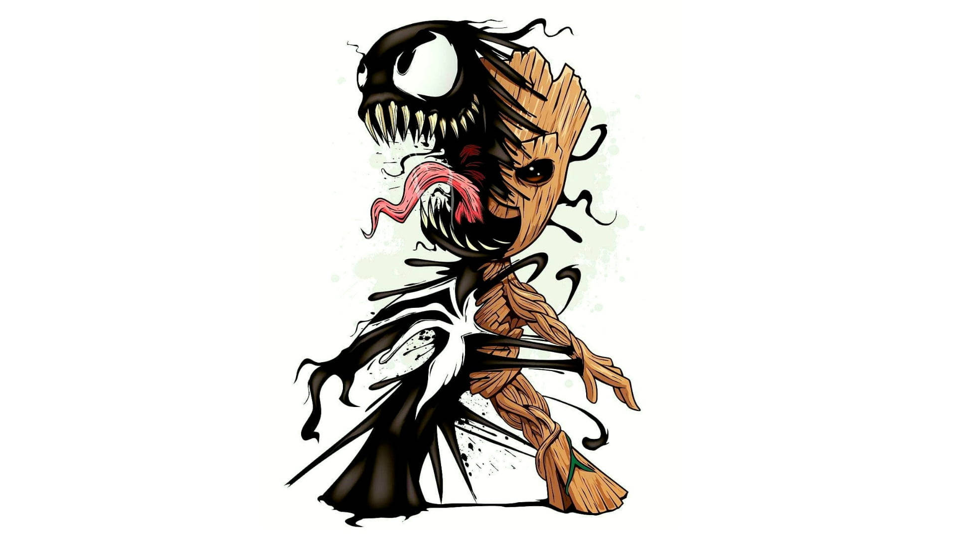 Groot And Venom Symbiote Art Background