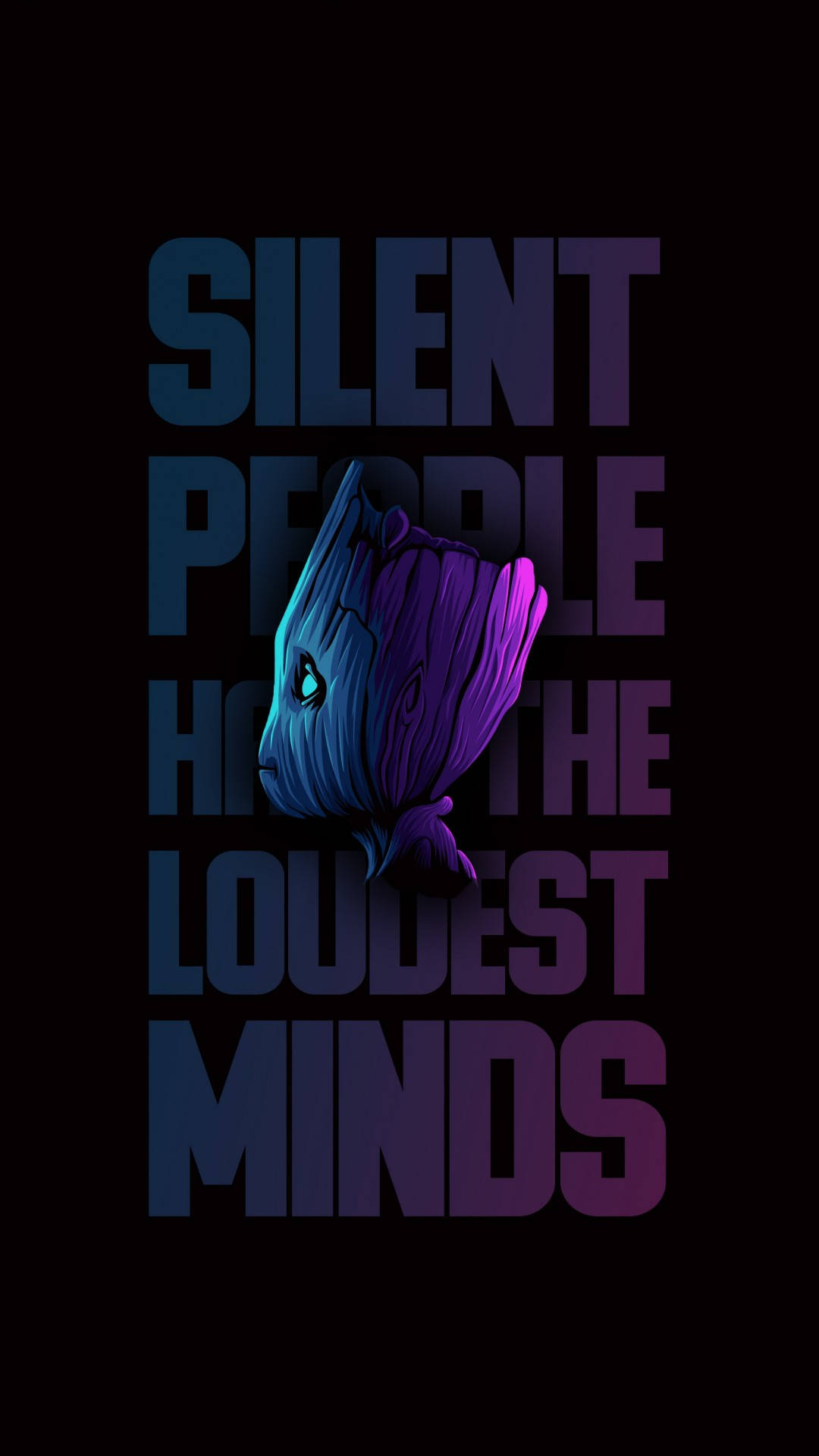 Groot Silent People Loudest Minds Quote Background