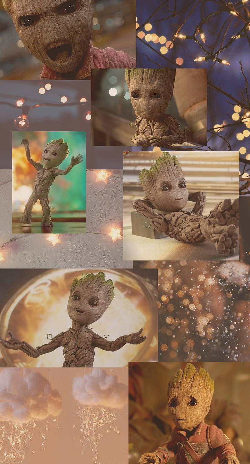 Groot Yellow Aesthetic Collage Background