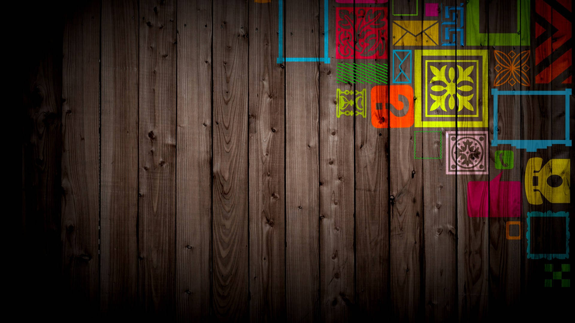 Groovy Funky Colored Wood Panels Background