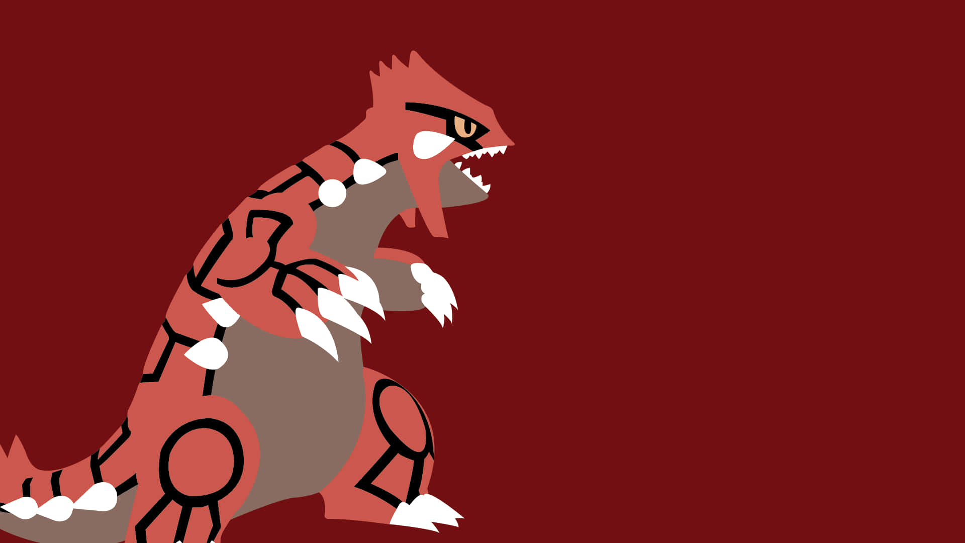 Groudon With Black Marks In Burgundy Background