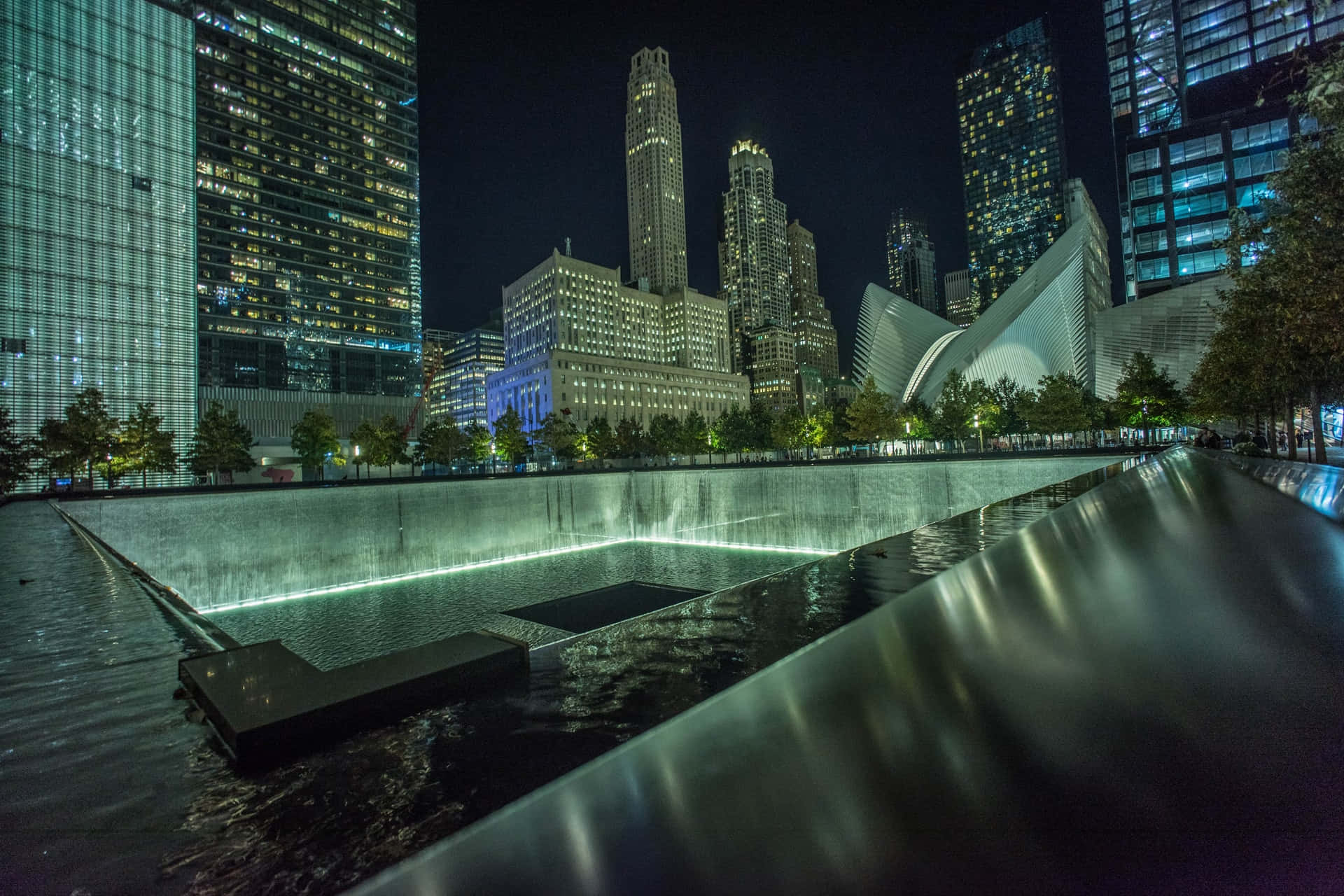 Ground Zero Reflecting Pools Night View Background