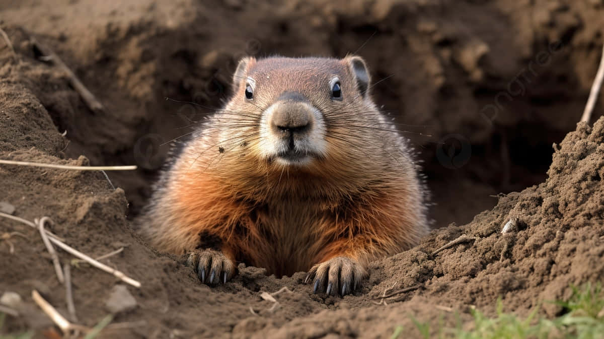 Groundhog Emerging From Burrow.jpg Background