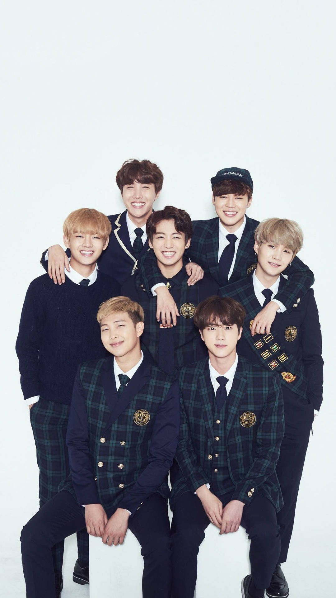 Group Bts In Army Uniforms Background