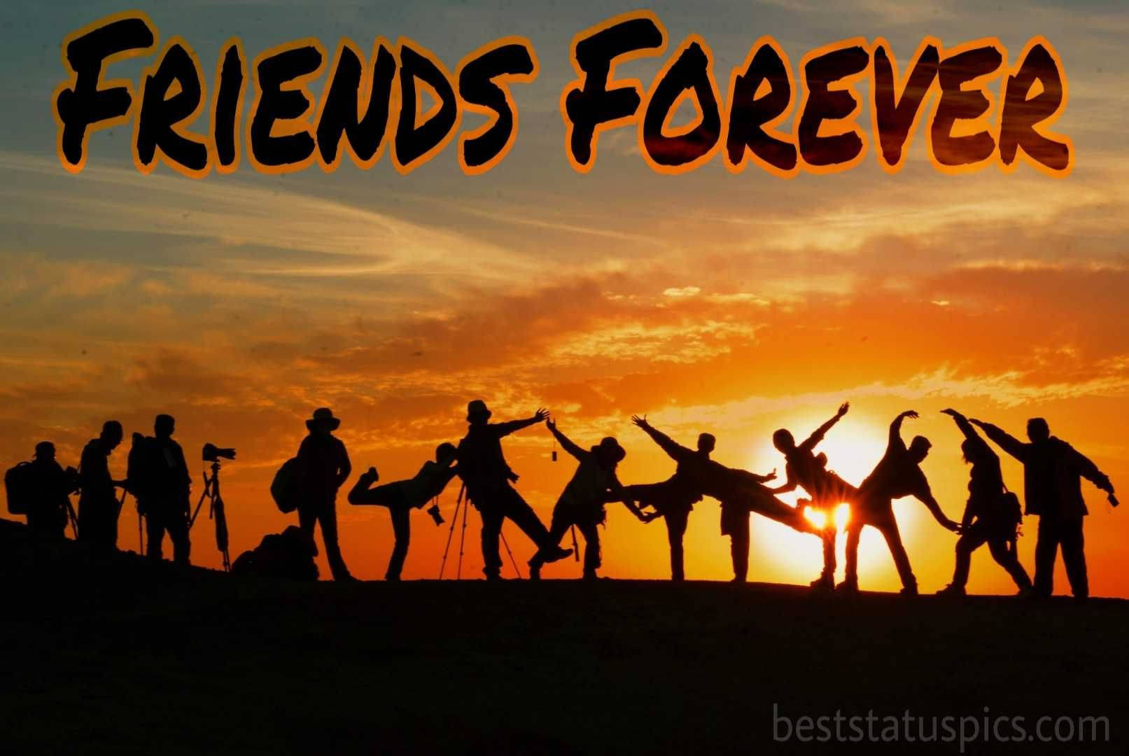 Group Friends Forever Sunset Background