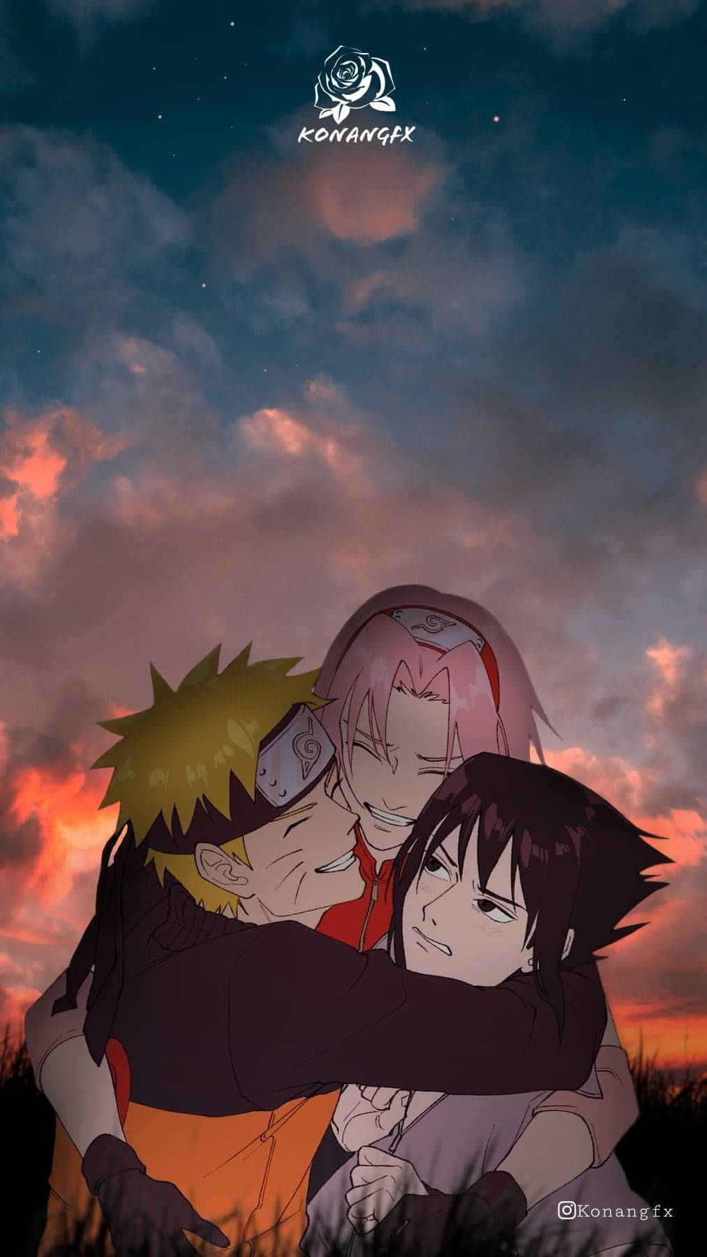 Group Hug Team 7 Naruto Iphone Background