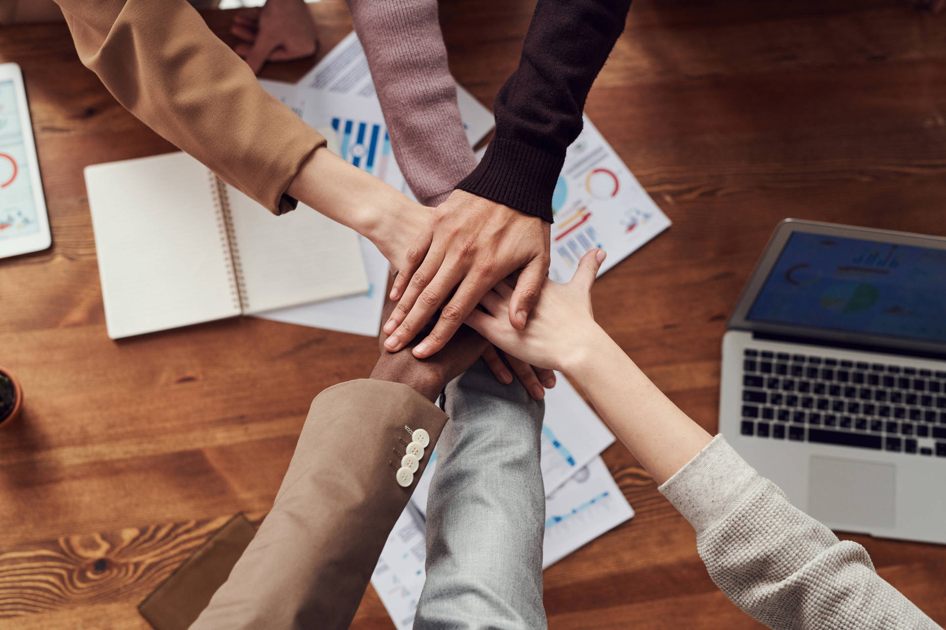 Group Of Employees Hands Together