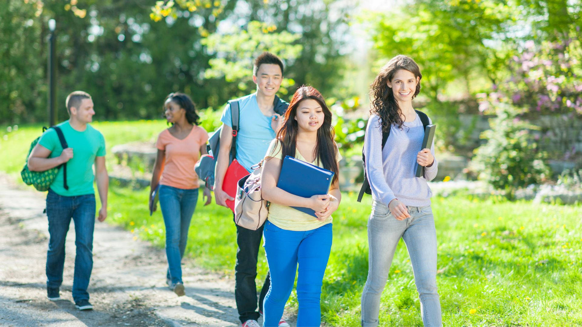 Group Of Energetic College Scholars Background