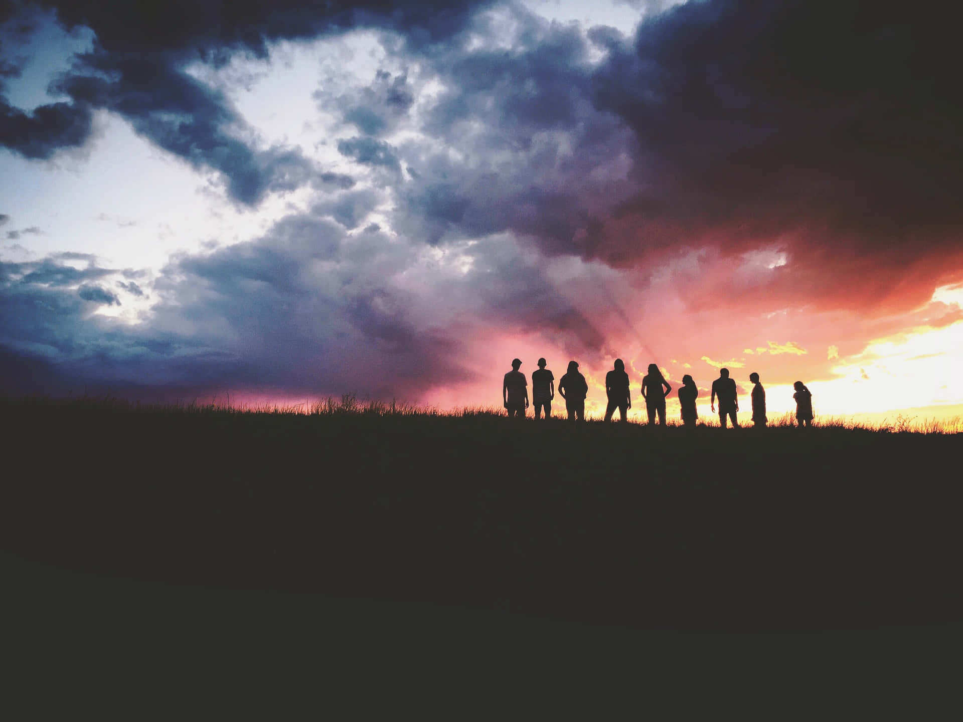 Group Of Friends Sunset Portrait