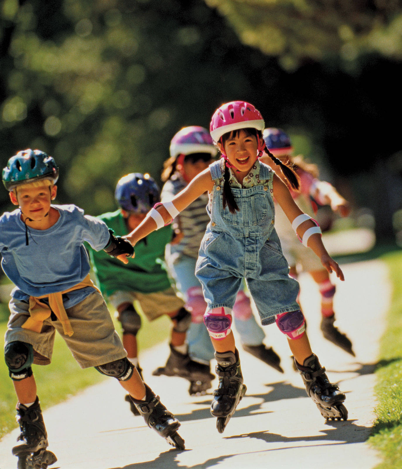 Group Of Kids Rollerblading