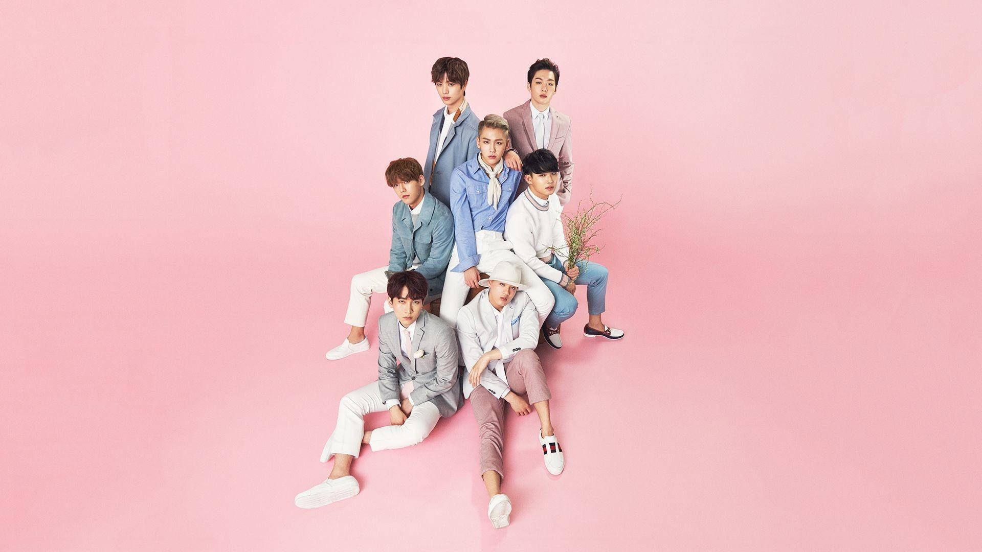 Group Of Men In A Pink Pastel Aesthetic Desktop Background