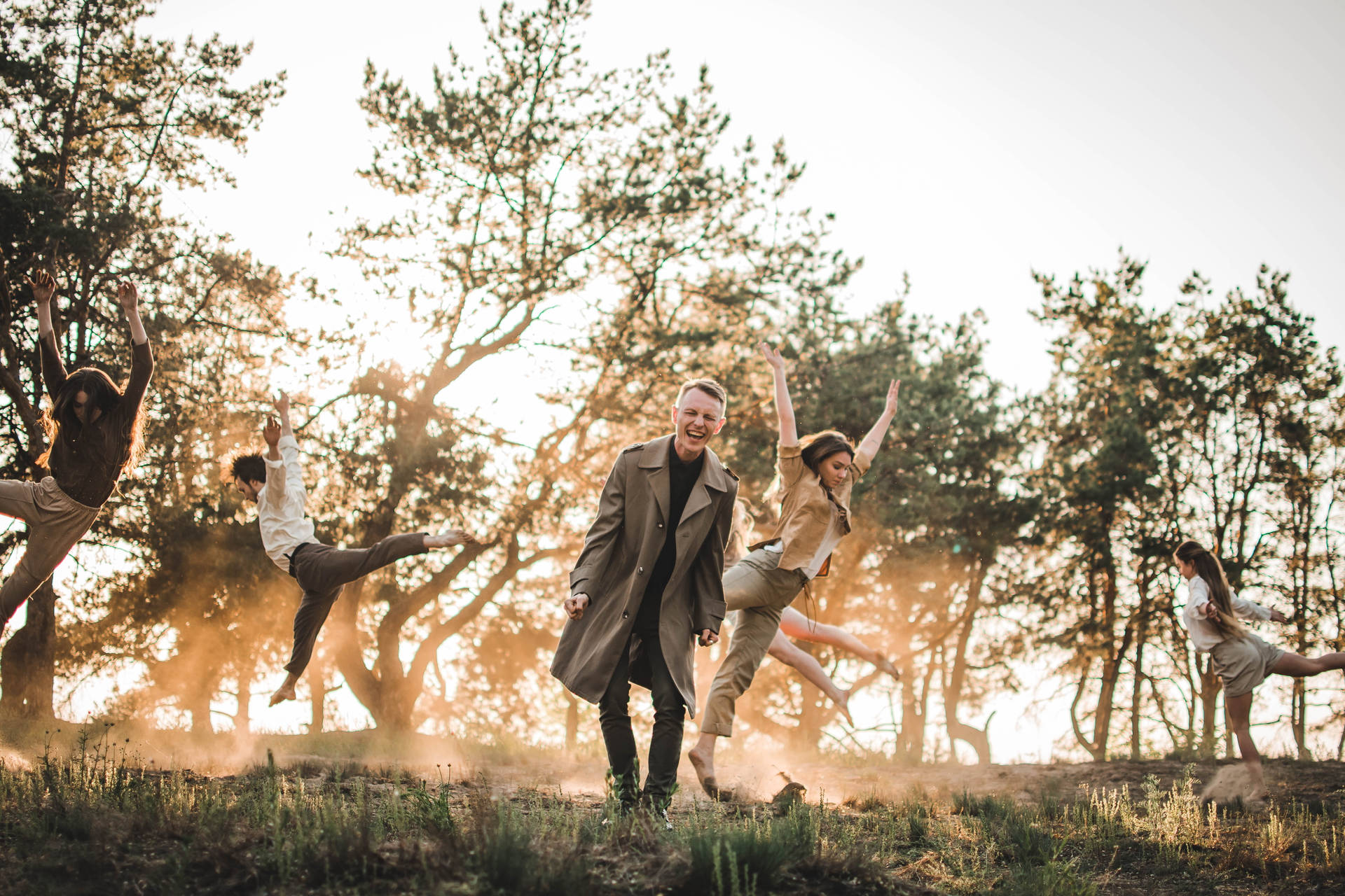 Group Of People Dancing Outdoors