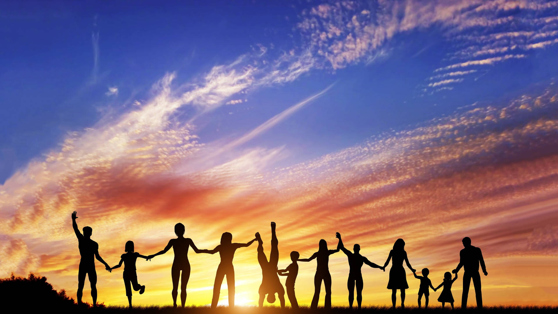 Group Of People Holding Hands Background